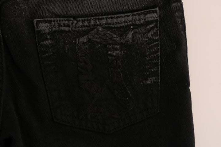 Graue Baumwoll-Stretch-Jeans mit normaler Passform