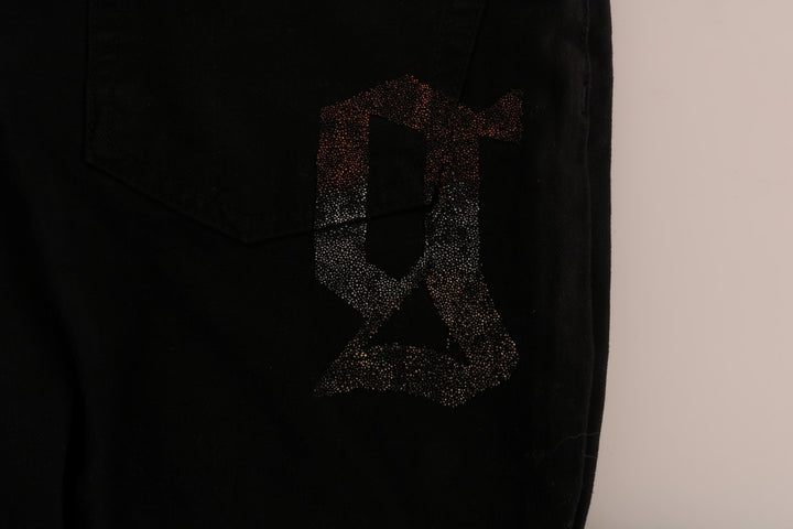 Schwarze Baumwoll-Denim Stretch Jeans Regular Fit