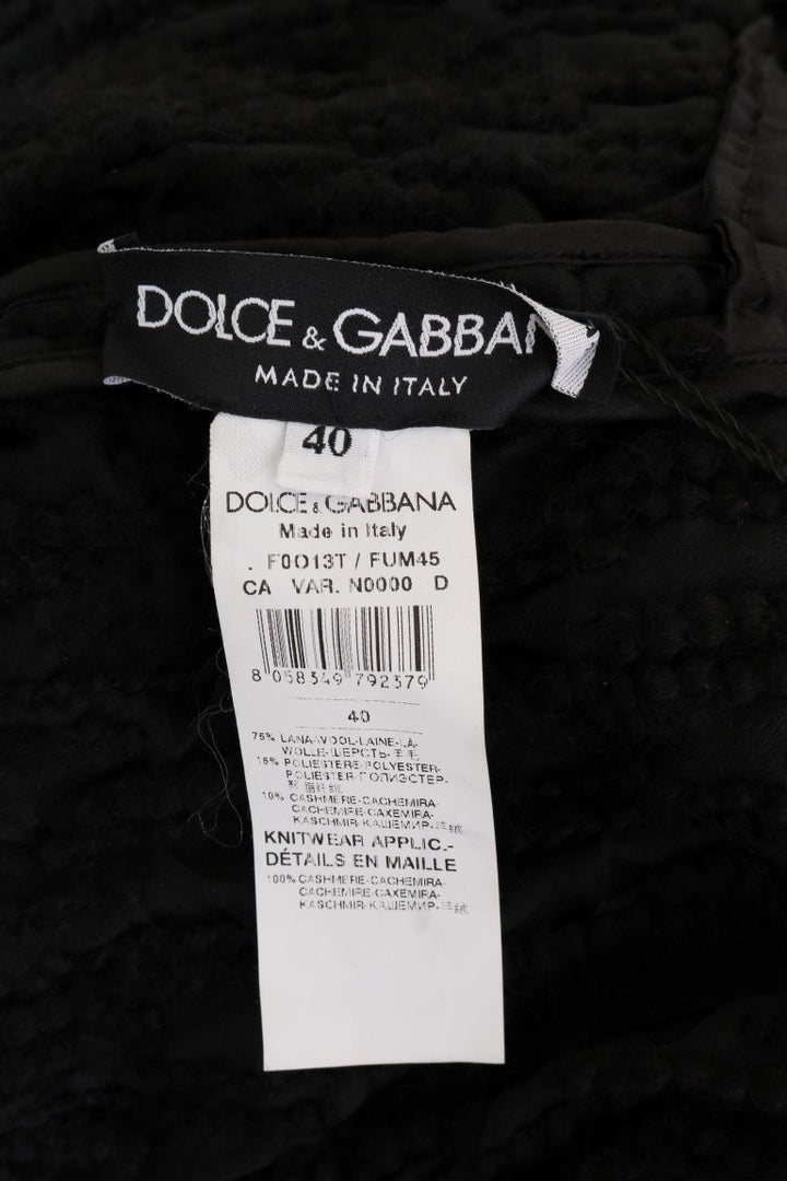 Schwarzer Fransen-Wollpullover