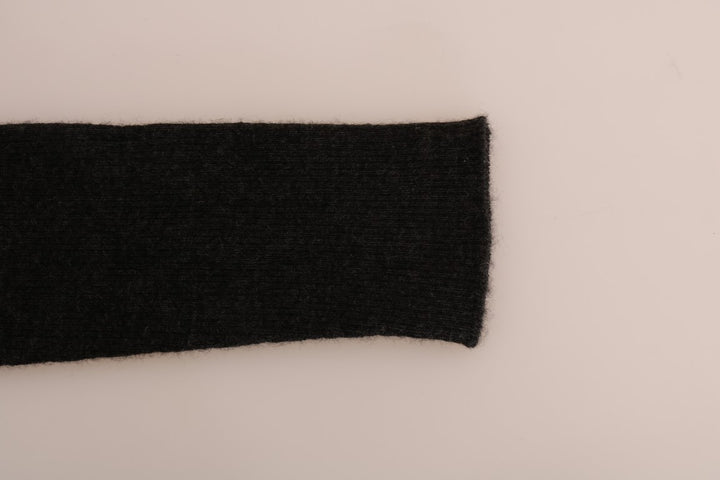 Graue gerippte Kaschmir-Stretch-Strumpfhose