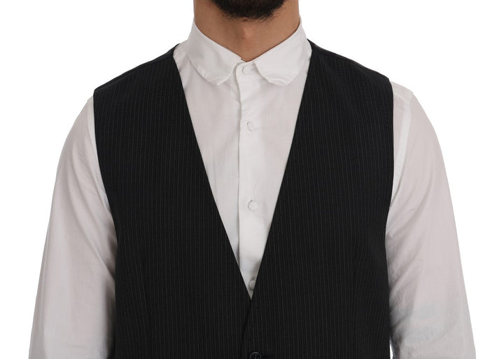 Elegant wool blend vest, grey striped
