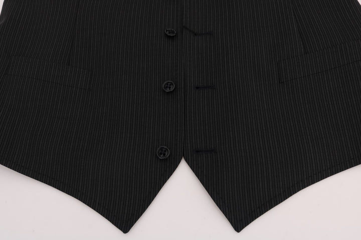 Elegant wool blend vest, grey striped