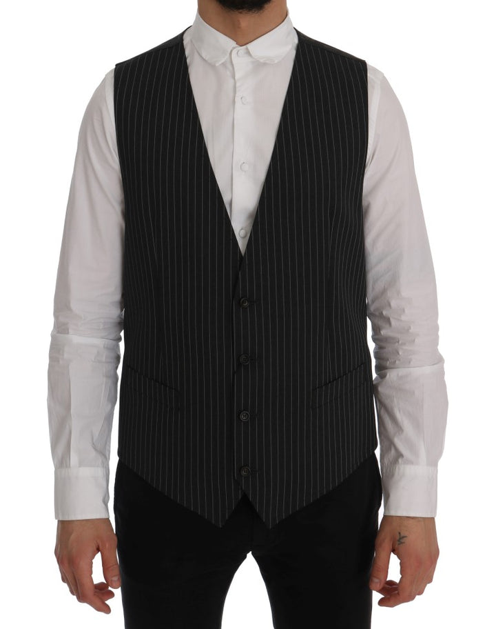 Elegant Gray Striped Vest