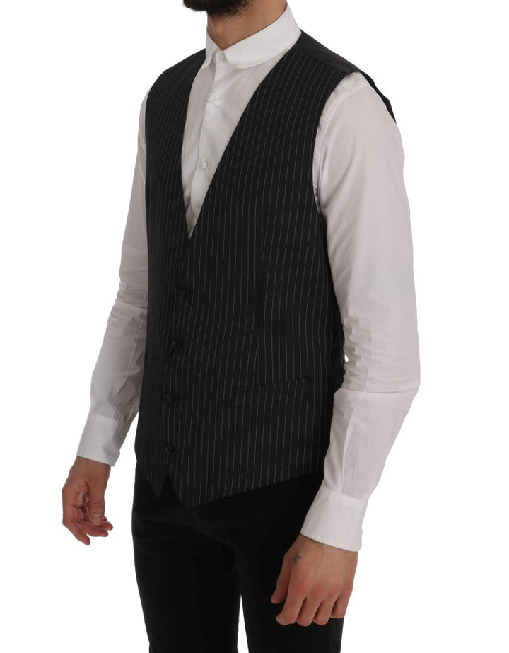 Elegant Gray Striped Vest