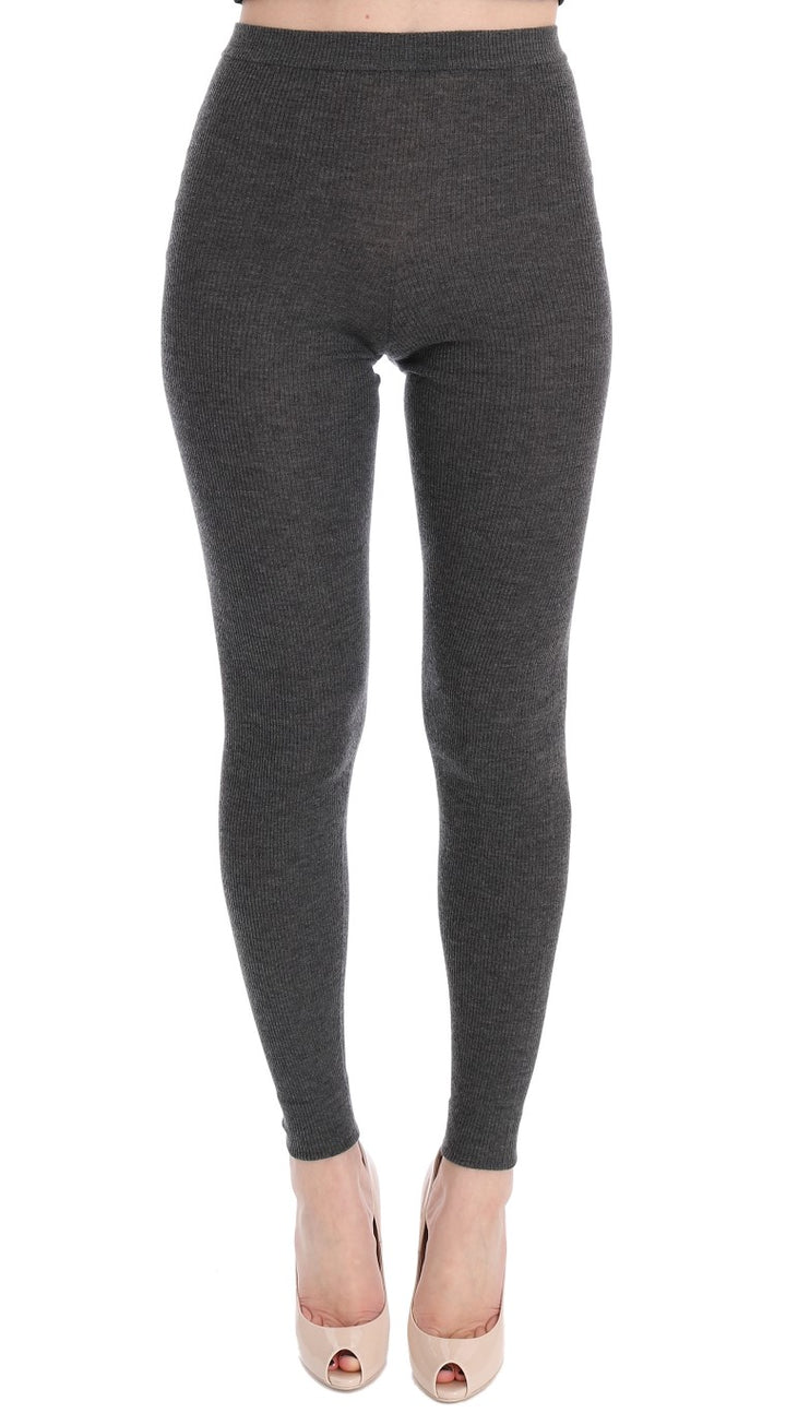 Chic grey cashmere tights with high waist