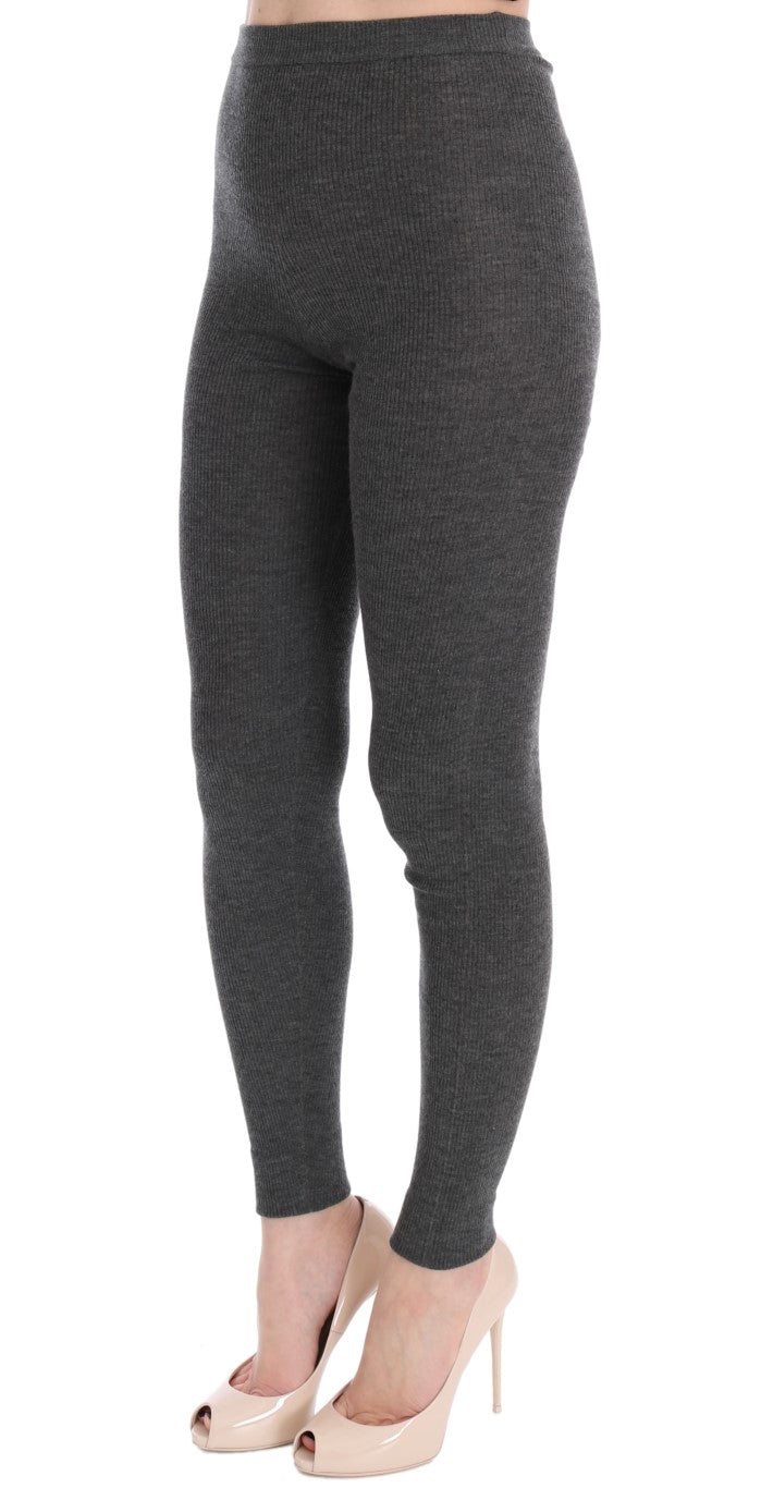 Chic grey cashmere tights with high waist