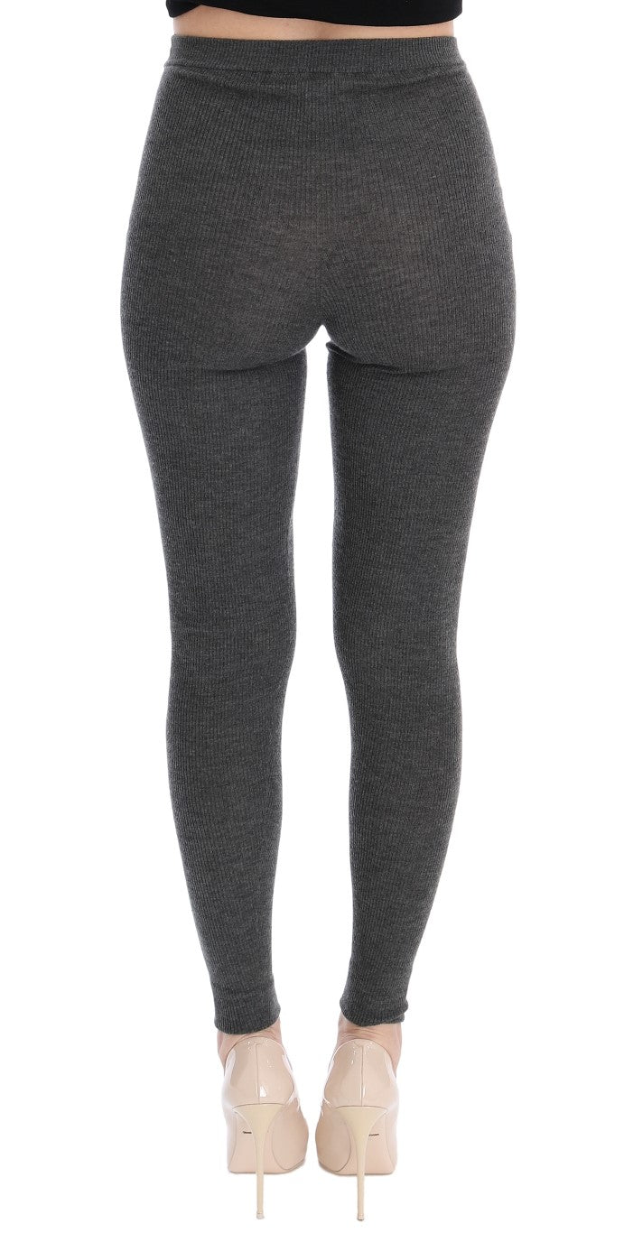 Chic grey cashmere tights with high waist