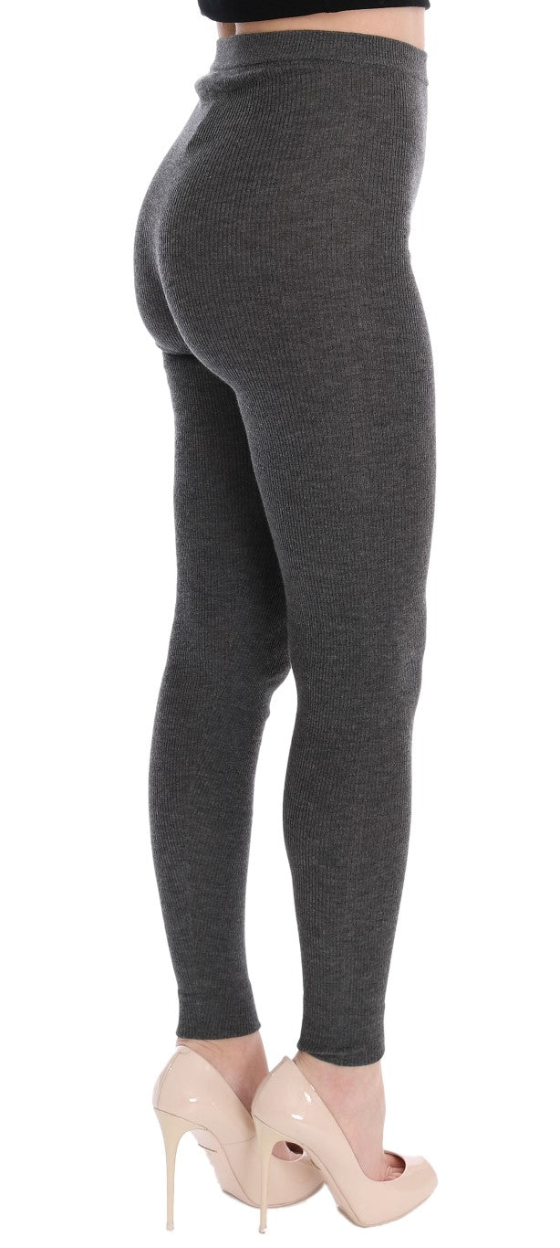 Chic grey cashmere tights with high waist