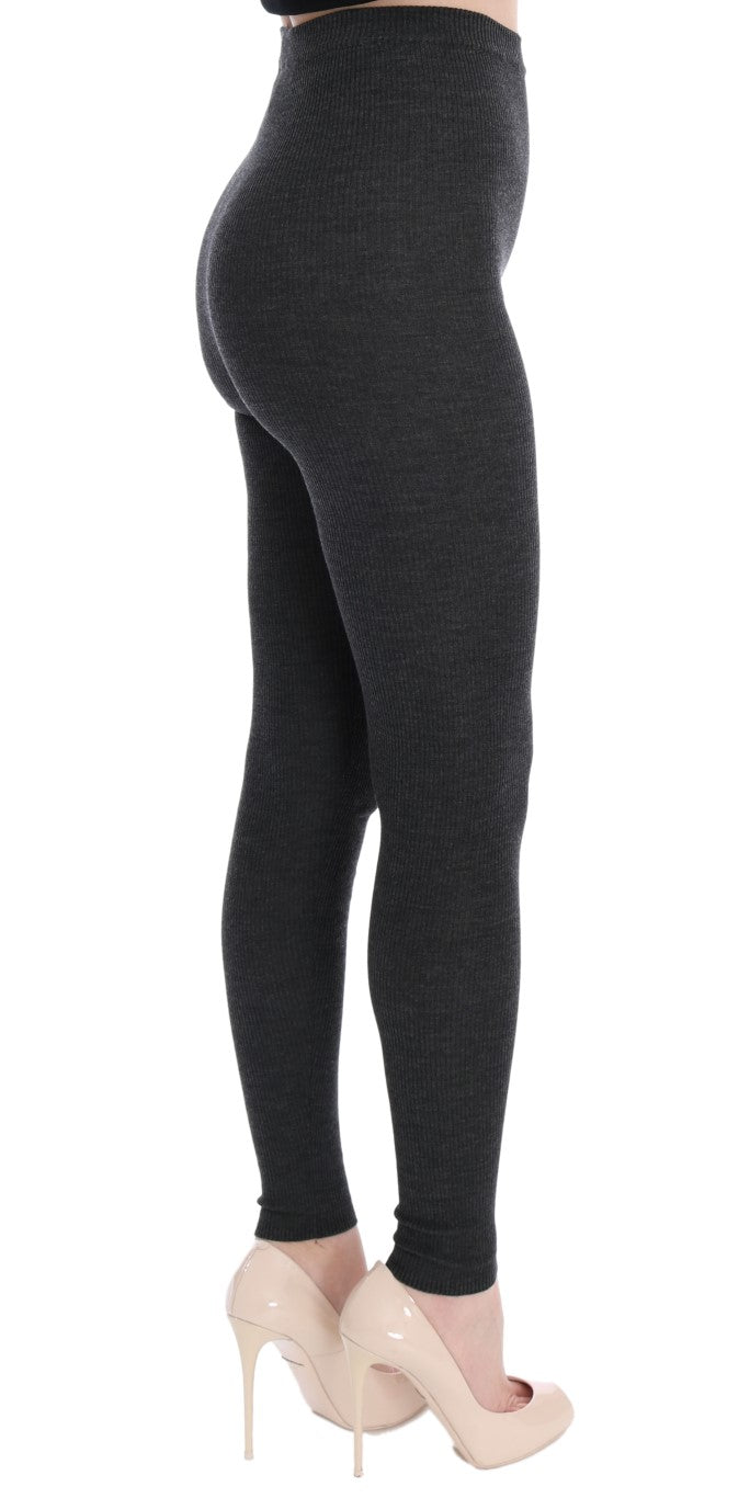 Elegant grey high-waisted wool tights