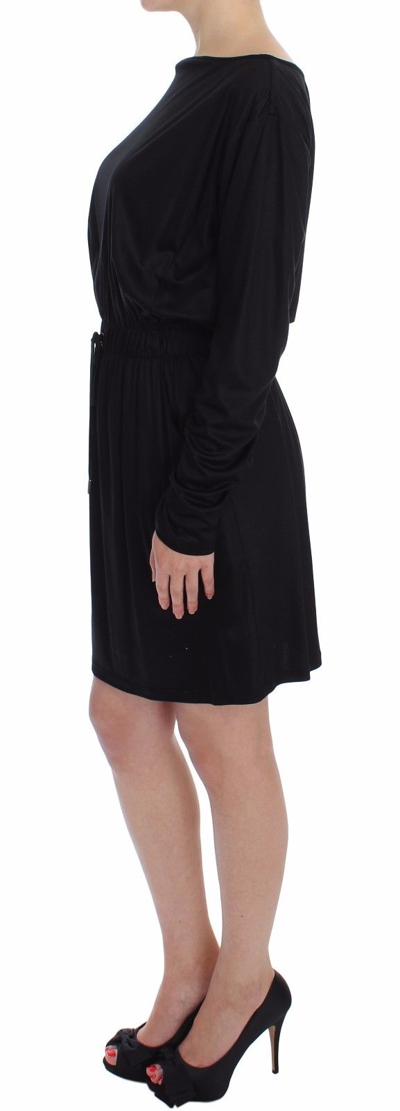 Elegant black silk blend sheath dress