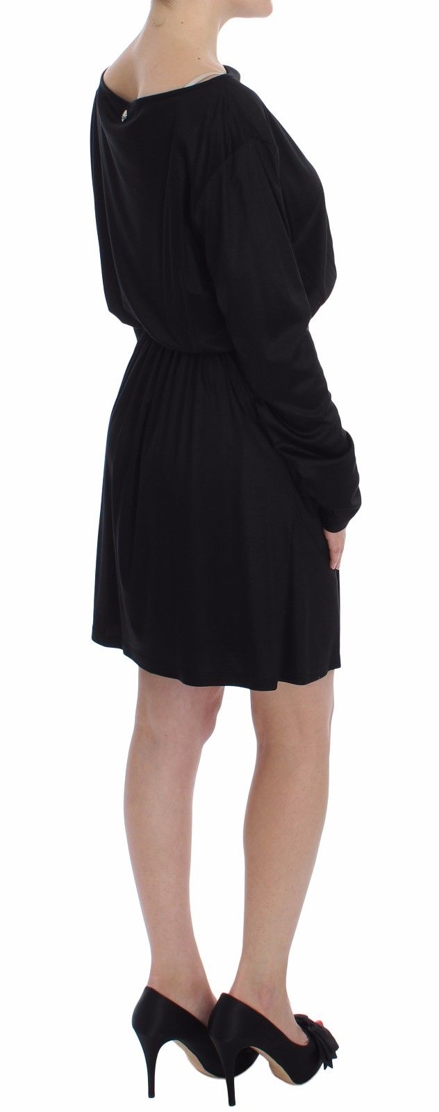 Elegant black silk blend sheath dress