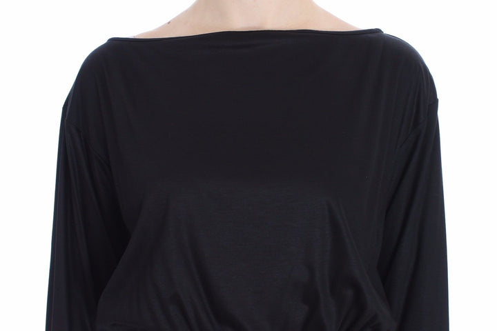 Elegant black silk blend sheath dress