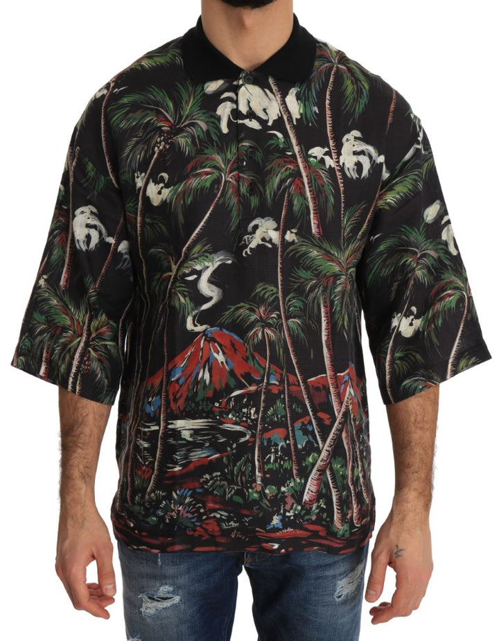 Sicilian Volcano Motif Polo Tee