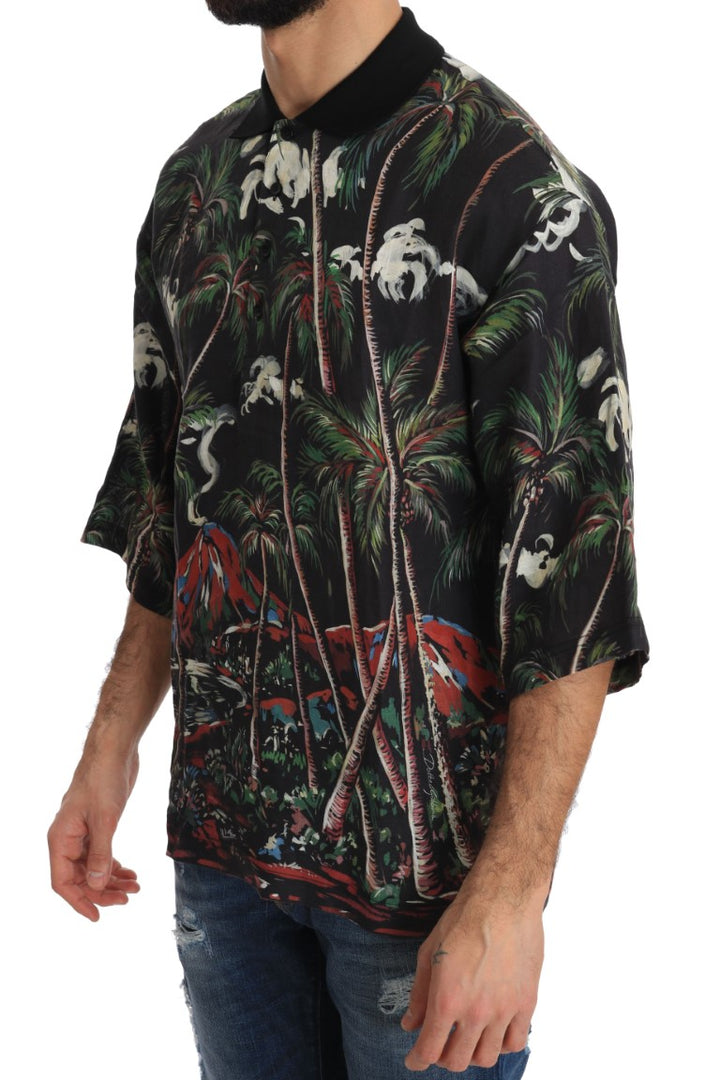 Sicilian Volcano Motif Polo Tee
