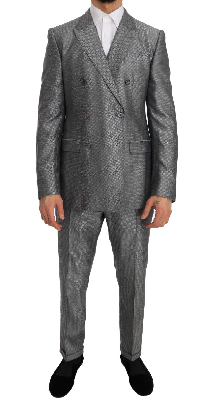 Elegant black double-breasted suit