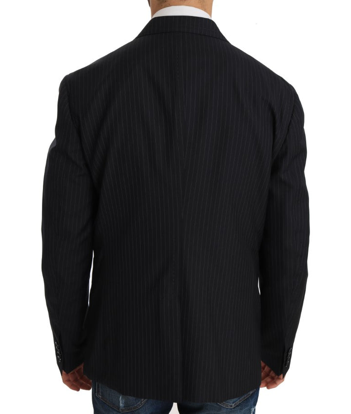 Elegant striped blazer made of wool and silk in a slim fit