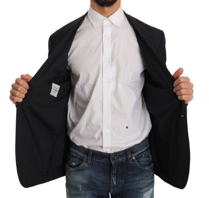 Elegant striped blazer made of wool and silk in a slim fit