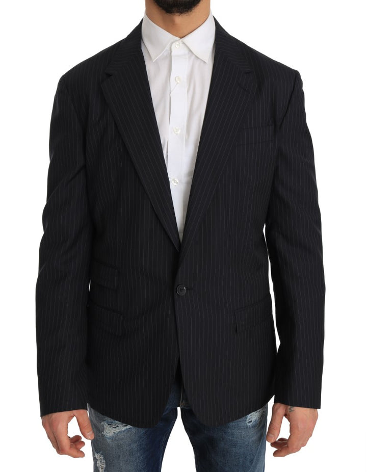 Elegant striped blazer made of wool and silk in a slim fit