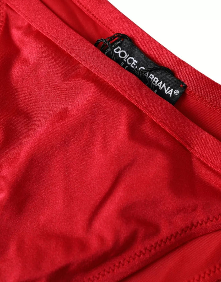 Red Nylon Stretch Swimwear Swimsuit Bottom Bikini
