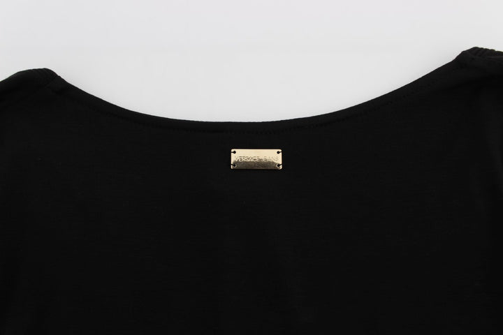Elegant black V-neck sweater made of viscose blend