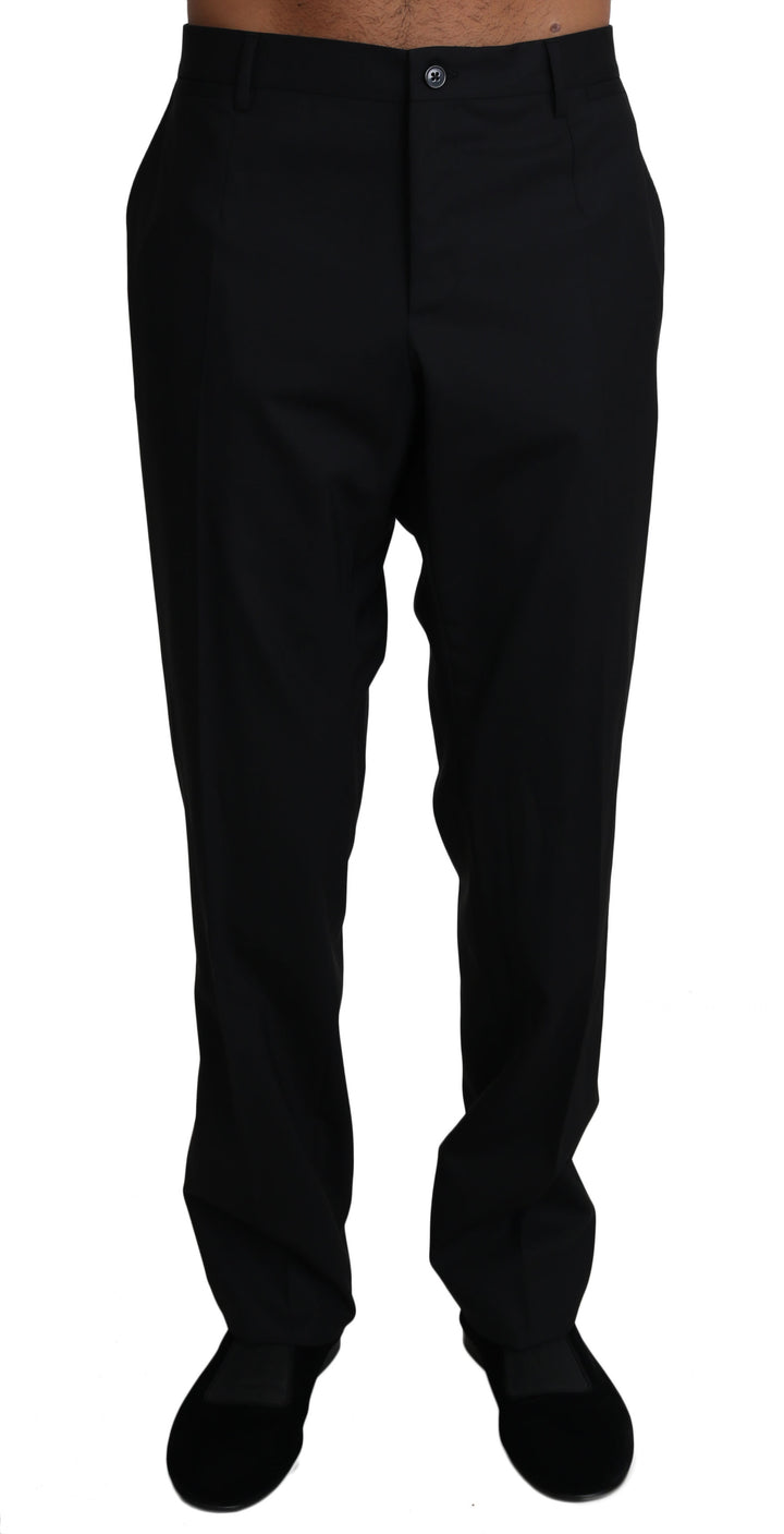 Schwarze Wolle Stretch Kleid Hose Hose