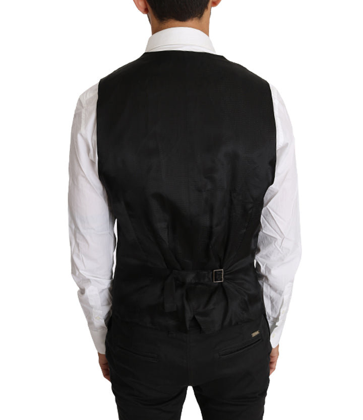 Elegant slim fit vest made of grey wool