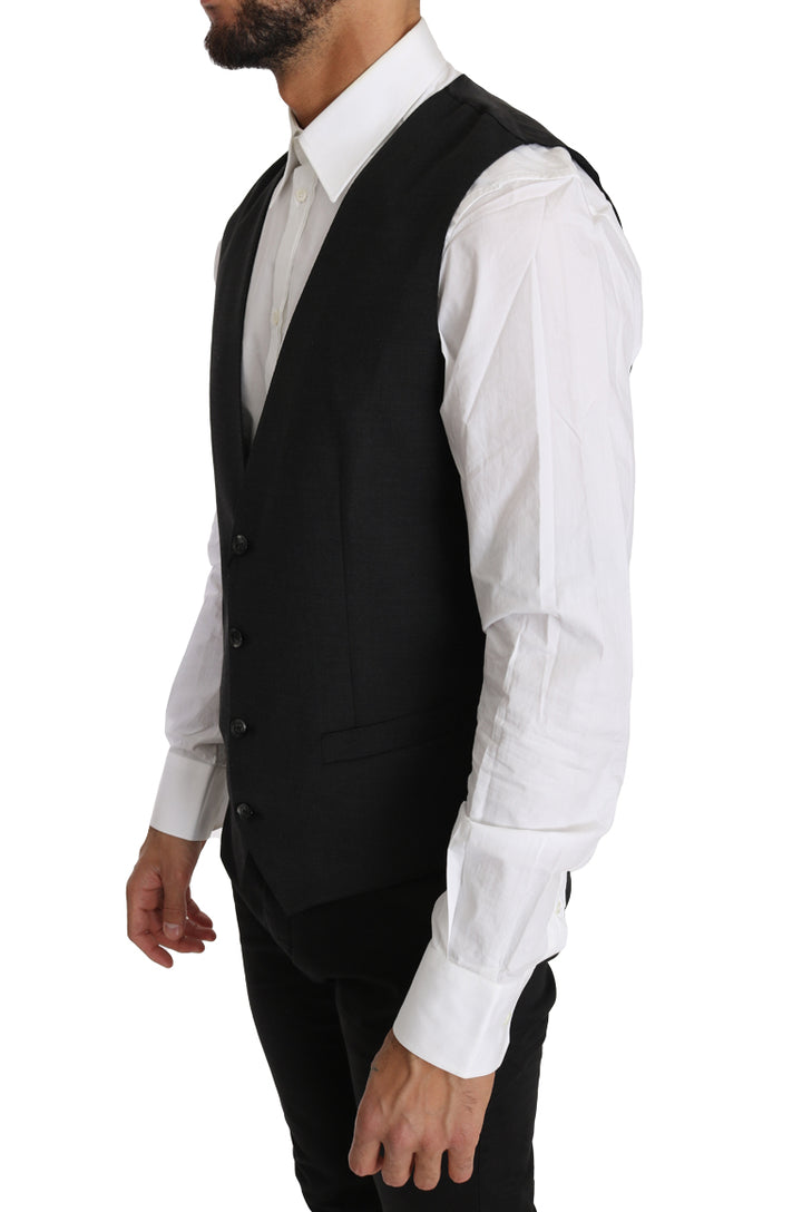Elegant slim fit vest made of grey wool