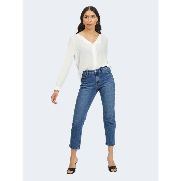 Cremefarbene Polyester-Bluse