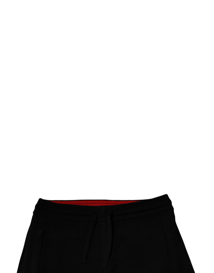 Schwarze Jogginghose aus Wolle mit mittlerer Taille