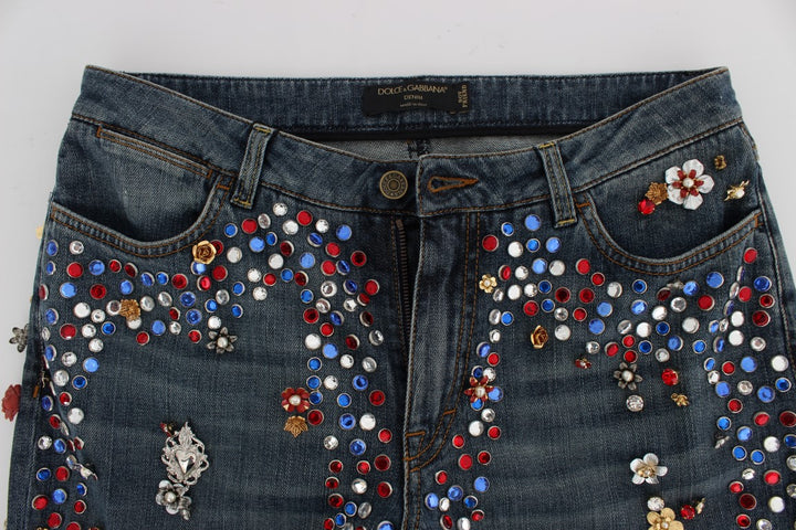 Crystal Roses Herz verschönert Jeans