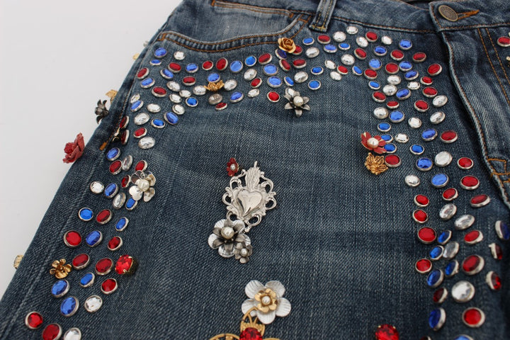 Crystal Roses Herz verschönert Jeans