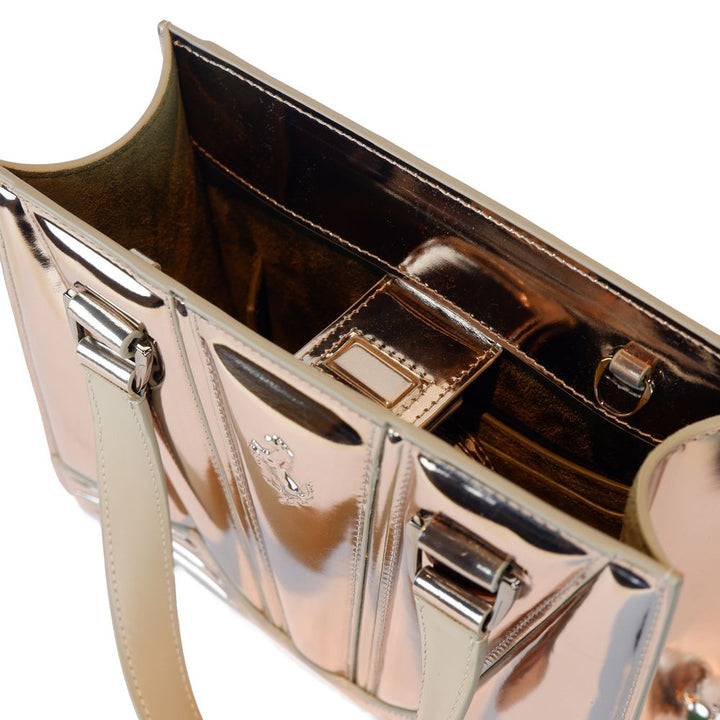 Graue Lederhandtasche