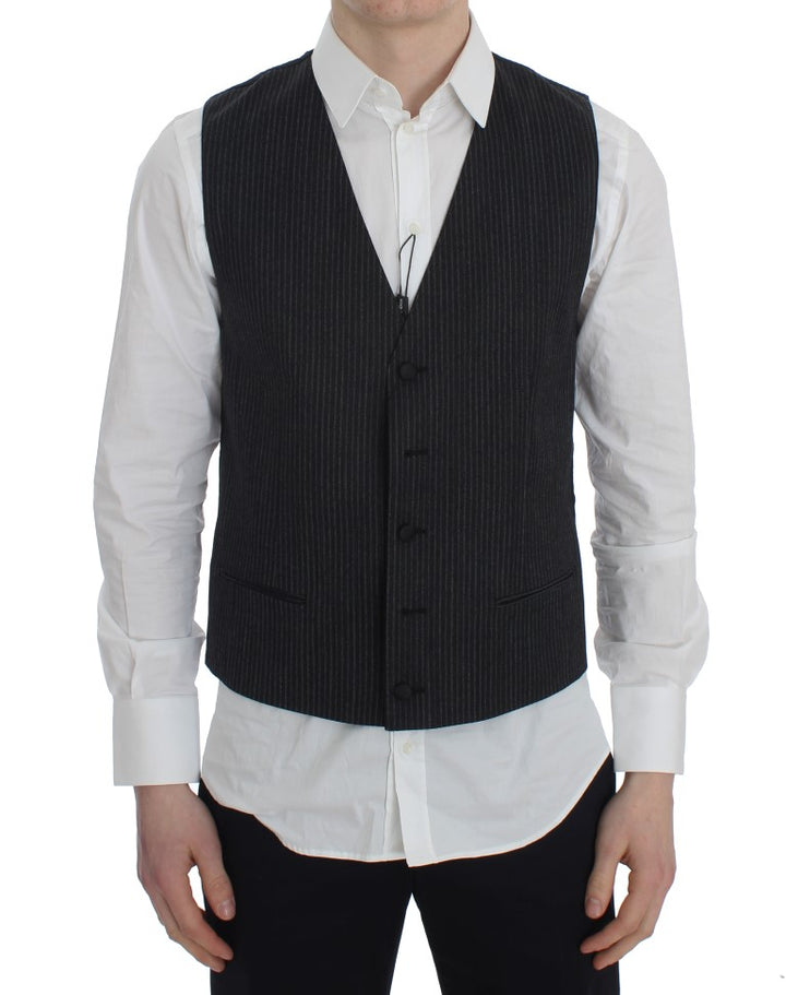 Elegant grey striped wool vest