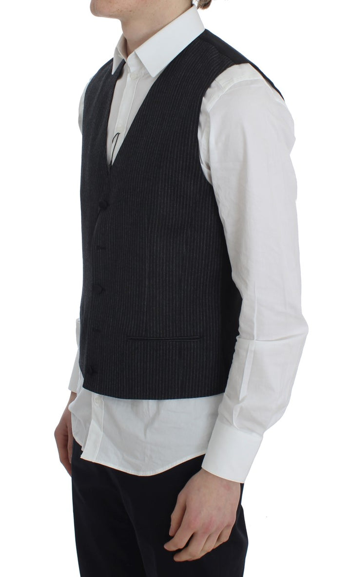 Elegant grey striped wool vest