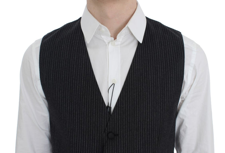Elegant grey striped wool vest