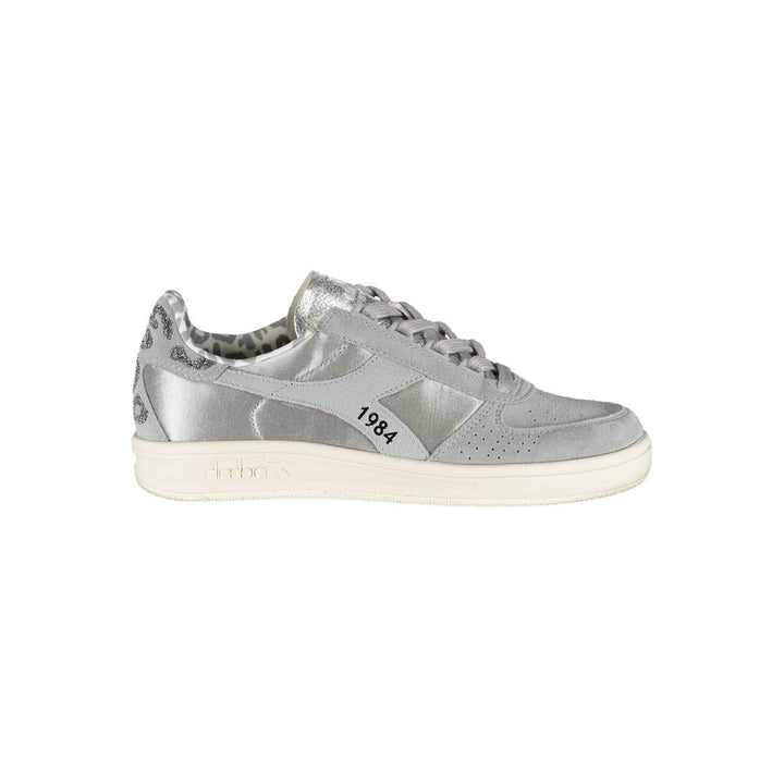 Grey leather women's sneakers