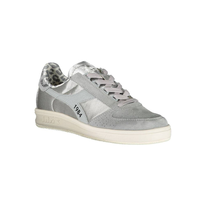 Grey leather women's sneakers