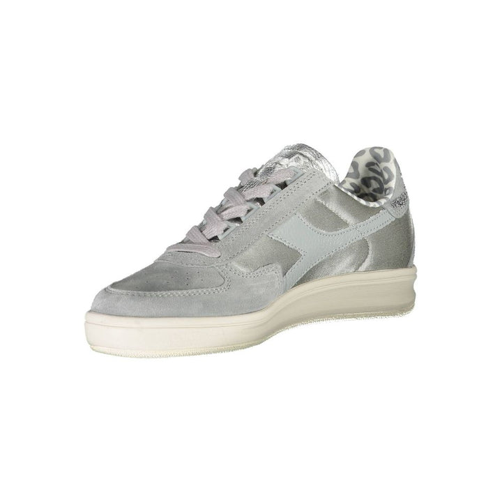 Grey leather women's sneakers