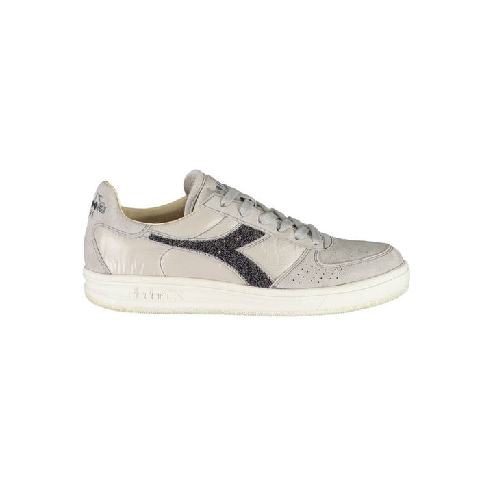 Grey leather women's sneakers