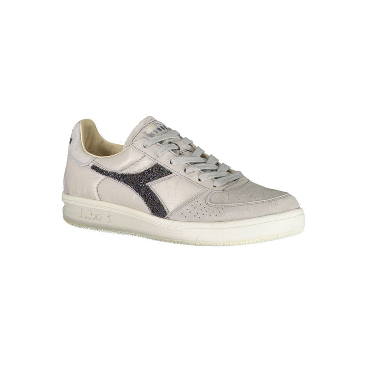 Grey leather women's sneakers