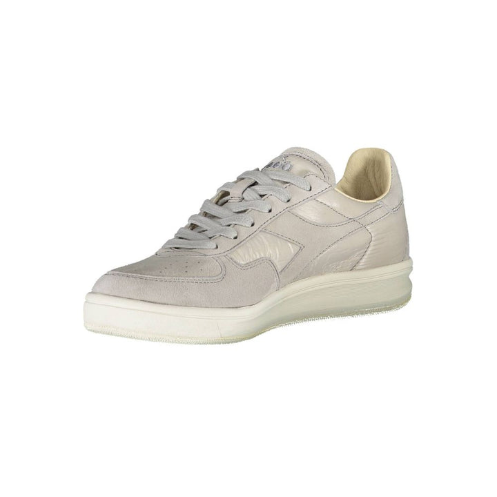 Grey leather women's sneakers