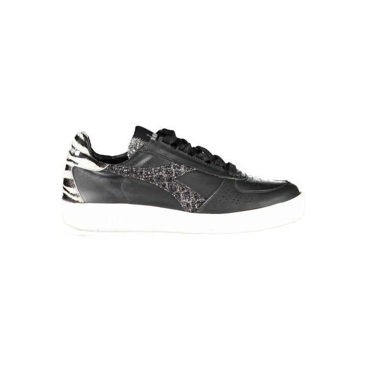 Black leather women's sneakers
