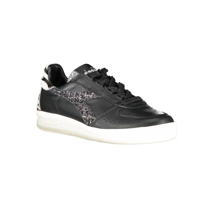 Black leather women's sneakers