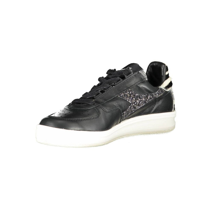 Black leather women's sneakers