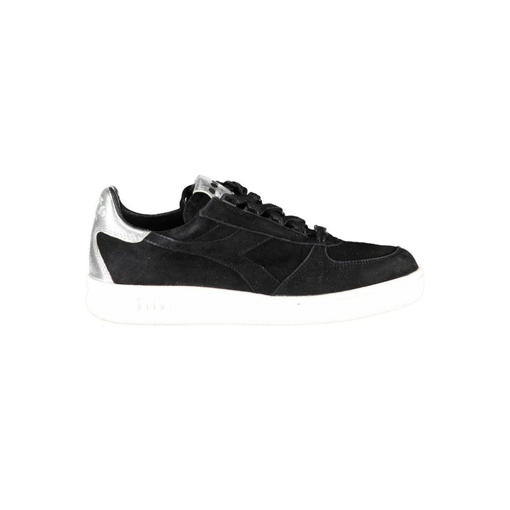 Black leather women's sneakers