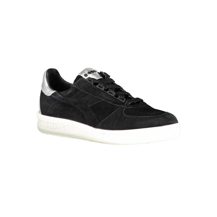Black leather women's sneakers