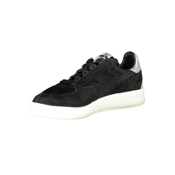 Black leather women's sneakers