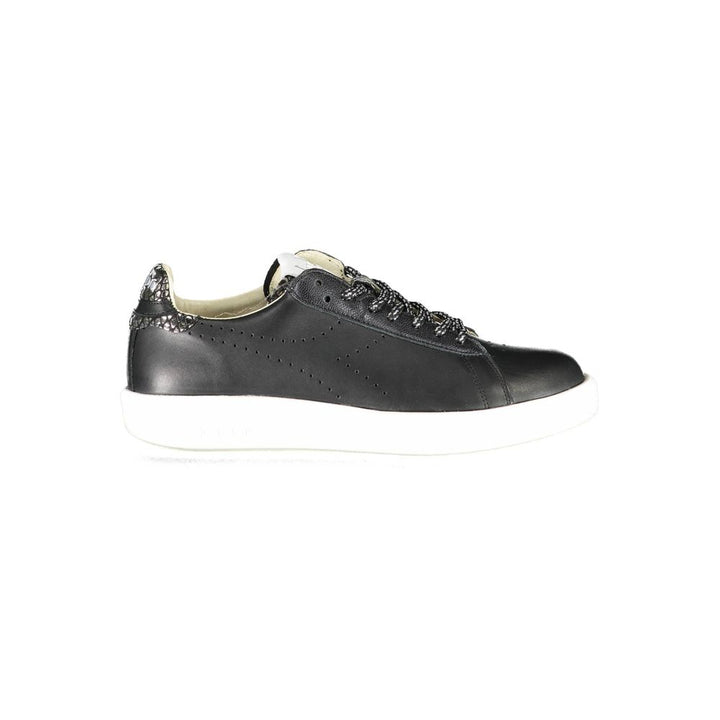 Black leather women's sneakers