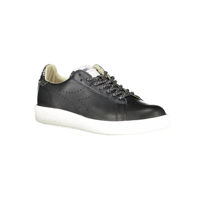 Black leather women's sneakers