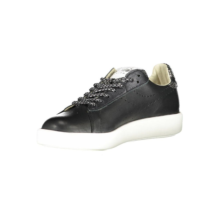 Black leather women's sneakers